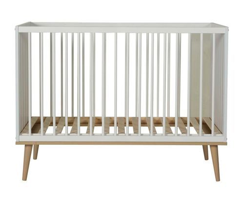 Lit bébé évolutif 60x120 cm bois blanc et hêtre clair Fleur - Photo n°2; ?>