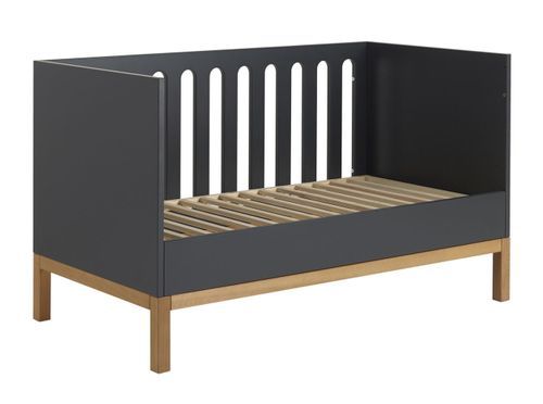 Lit bébé évolutif 70x140 cm bois anthracite et pieds hêtre Miel - Photo n°3; ?>