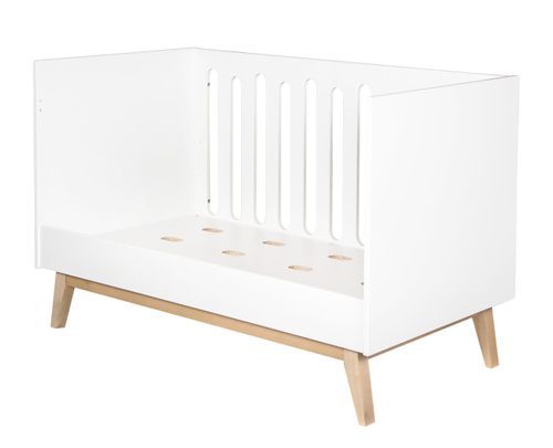 Lit bébé évolutif 70x140 cm laqué blanc et pieds hêtre Nandy - Photo n°3; ?>