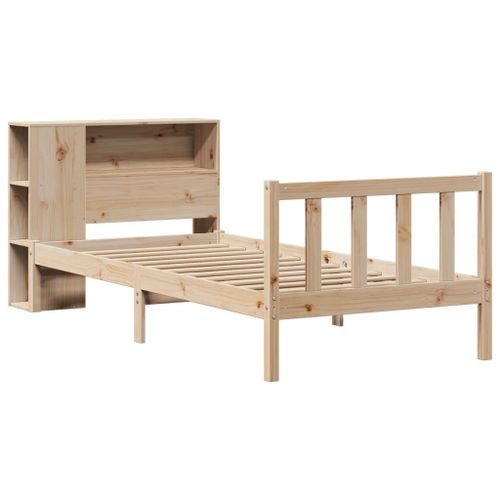 Lit bibliothèque sans matelas 100x200 cm bois massif de pin - Photo n°3; ?>