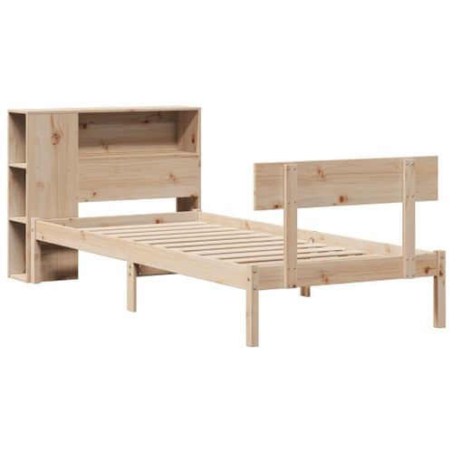 Lit bibliothèque sans matelas 100x200 cm bois massif de pin - Photo n°3; ?>