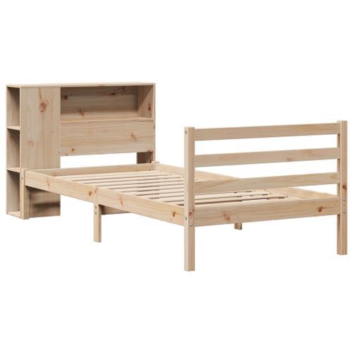 Lit bibliothèque sans matelas 100x200 cm bois massif de pin - Photo n°3; ?>