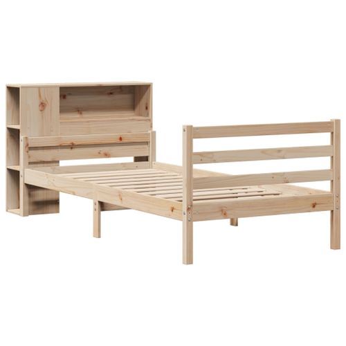 Lit bibliothèque sans matelas 100x200 cm bois massif de pin - Photo n°3; ?>