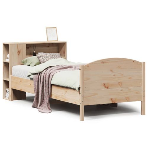 Lit bibliothèque sans matelas 100x200 cm bois massif de pin - Photo n°2; ?>