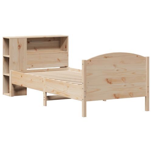 Lit bibliothèque sans matelas 100x200 cm bois massif de pin - Photo n°3; ?>