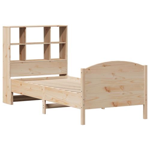 Lit bibliothèque sans matelas 100x200 cm bois massif de pin - Photo n°3; ?>