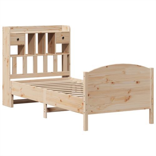 Lit bibliothèque sans matelas 100x200 cm bois massif de pin - Photo n°3; ?>