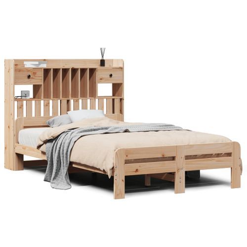 Lit bibliothèque sans matelas 120x190 cm bois de pin massif - Photo n°2; ?>