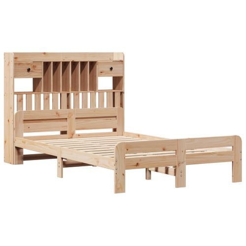 Lit bibliothèque sans matelas 120x190 cm bois de pin massif - Photo n°3; ?>