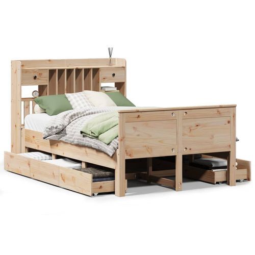 Lit bibliothèque sans matelas 120x190 cm bois de pin massif - Photo n°2; ?>