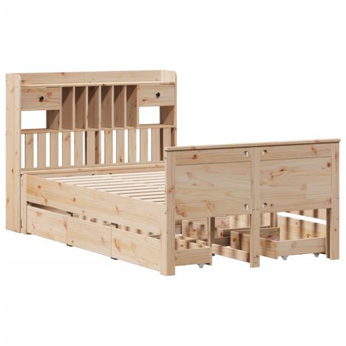 Lit bibliothèque sans matelas 120x190 cm bois de pin massif - Photo n°3; ?>