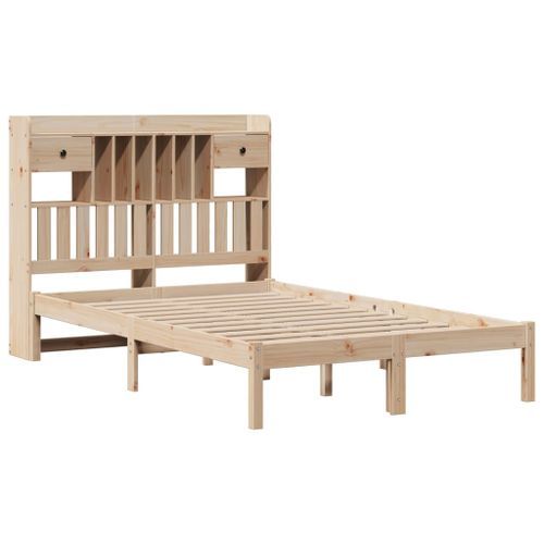 Lit bibliothèque sans matelas 120x190 cm bois de pin massif - Photo n°3; ?>