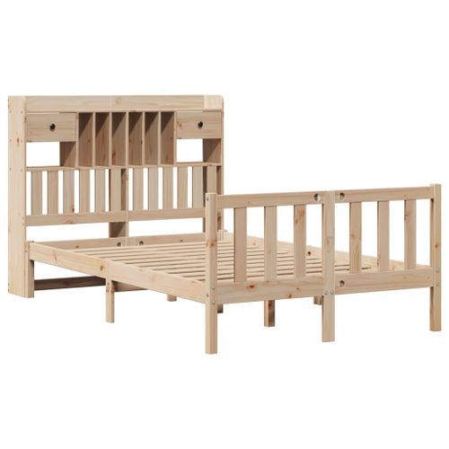 Lit bibliothèque sans matelas 120x190 cm bois de pin massif - Photo n°3; ?>