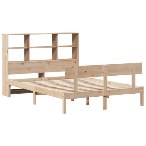 Lit bibliothèque sans matelas 120x190 cm bois de pin massif - Photo n°3; ?>