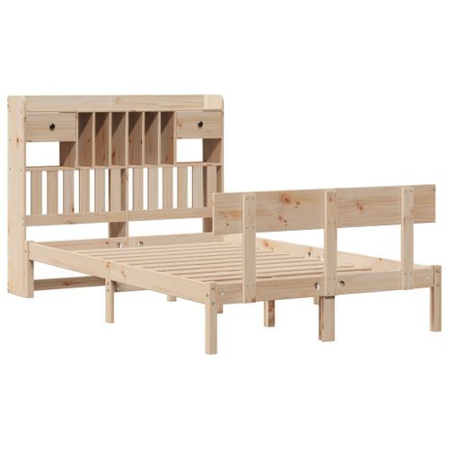 Lit bibliothèque sans matelas 120x190 cm bois de pin massif - Photo n°3; ?>