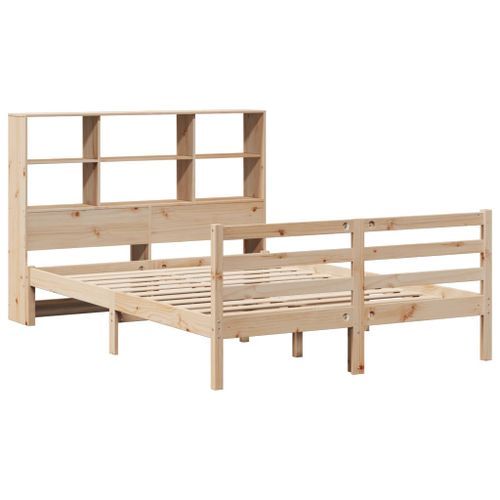 Lit bibliothèque sans matelas 120x190 cm bois de pin massif - Photo n°3; ?>