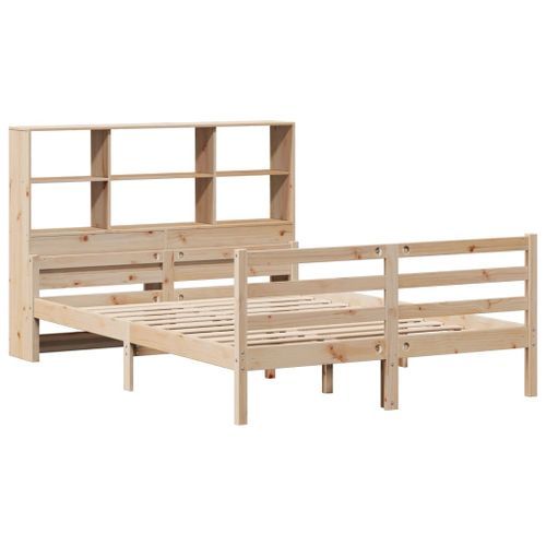 Lit bibliothèque sans matelas 120x190 cm bois de pin massif - Photo n°3; ?>