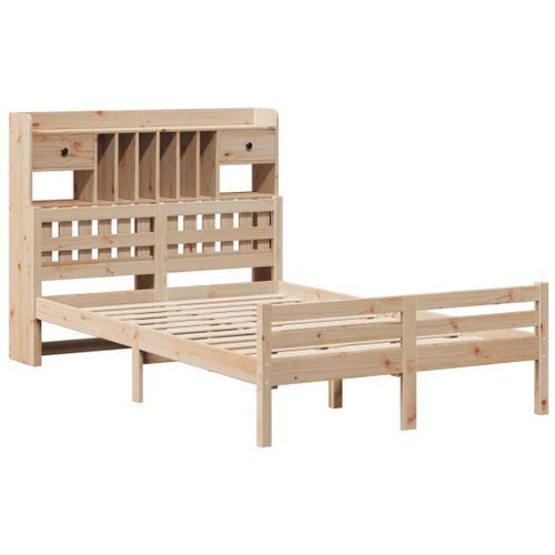 Lit bibliothèque sans matelas 120x190 cm bois de pin massif - Photo n°3; ?>