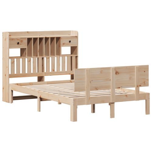 Lit bibliothèque sans matelas 120x190 cm bois de pin massif - Photo n°3; ?>