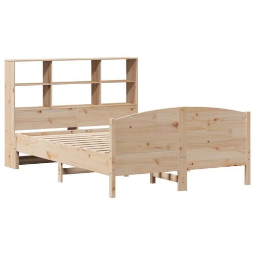 Lit bibliothèque sans matelas 120x190 cm bois de pin massif - Photo n°3; ?>