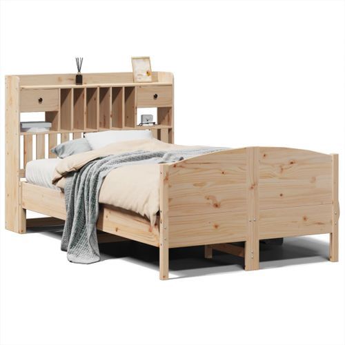 Lit bibliothèque sans matelas 120x190 cm bois de pin massif - Photo n°2; ?>