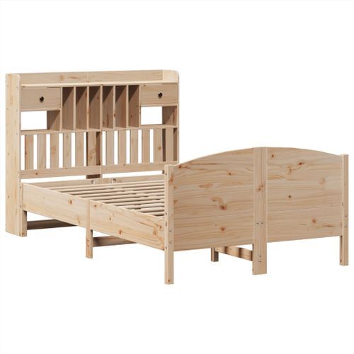 Lit bibliothèque sans matelas 120x190 cm bois de pin massif - Photo n°3; ?>