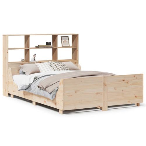 Lit bibliothèque sans matelas 120x190 cm bois massif - Photo n°2; ?>