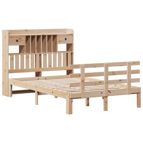 Lit bibliothèque sans matelas 120x200 cm bois de pin massif - Photo n°3; ?>