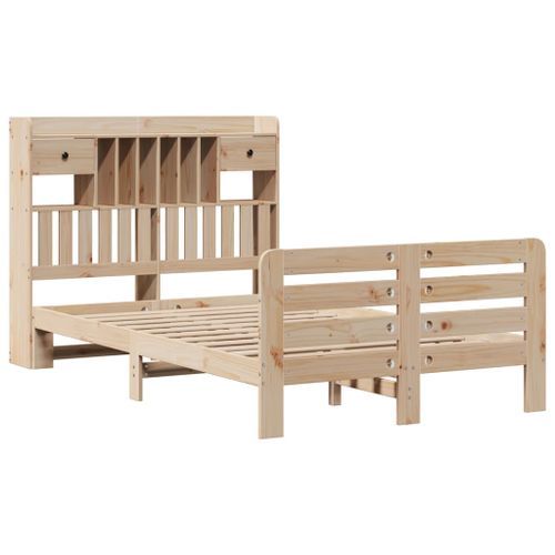 Lit bibliothèque sans matelas 135x190 cm bois de pin massif - Photo n°3; ?>