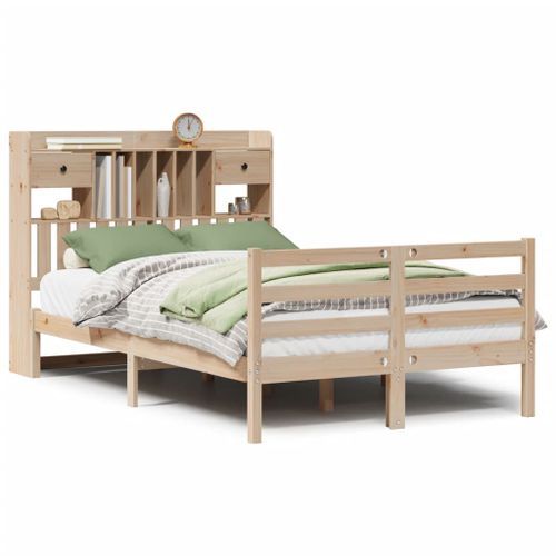 Lit bibliothèque sans matelas 135x190 cm bois de pin massif - Photo n°2; ?>