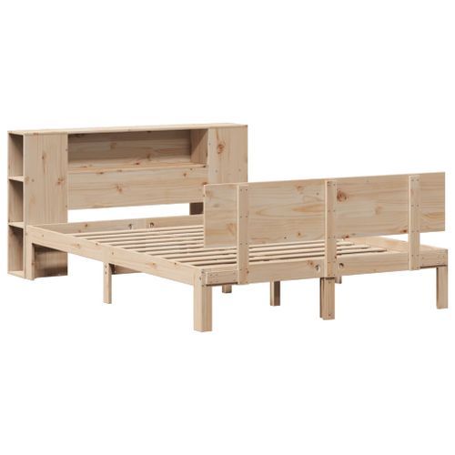 Lit bibliothèque sans matelas 135x190 cm bois de pin massif - Photo n°3; ?>