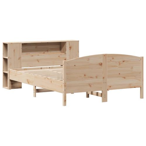 Lit bibliothèque sans matelas 135x190 cm bois de pin massif - Photo n°3; ?>