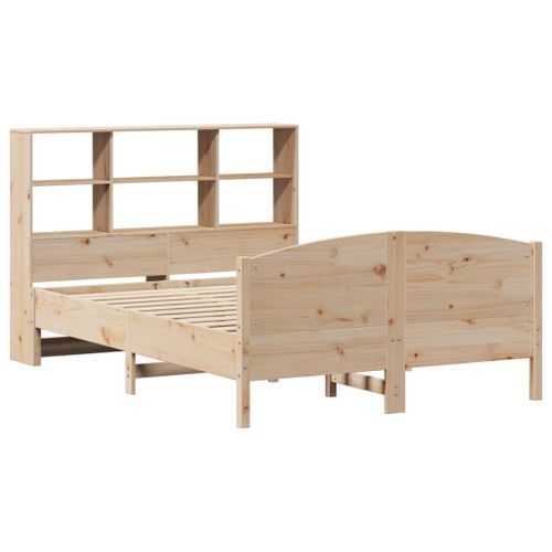 Lit bibliothèque sans matelas 135x190 cm bois de pin massif - Photo n°3; ?>