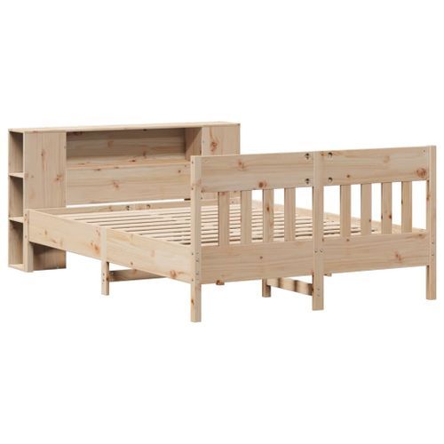 Lit bibliothèque sans matelas 135x190 cm bois de pin massif - Photo n°3; ?>