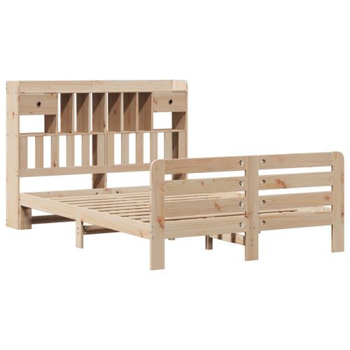 Lit bibliothèque sans matelas 140x190 cm bois de pin massif - Photo n°3; ?>