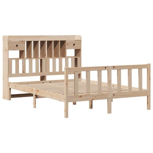 Lit bibliothèque sans matelas 140x190 cm bois de pin massif - Photo n°3; ?>