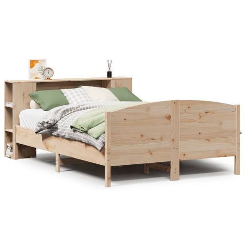 Lit bibliothèque sans matelas 140x190 cm bois de pin massif - Photo n°2; ?>