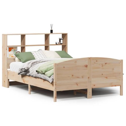 Lit bibliothèque sans matelas 140x190 cm bois de pin massif - Photo n°2; ?>