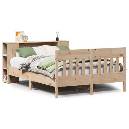 Lit bibliothèque sans matelas 140x190 cm bois de pin massif - Photo n°2; ?>