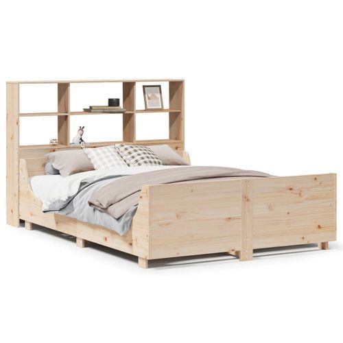 Lit bibliothèque sans matelas 140x190 cm bois massif - Photo n°2; ?>