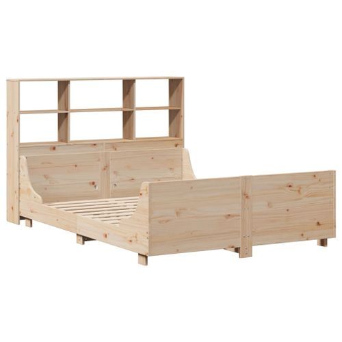 Lit bibliothèque sans matelas 140x200 cm bois massif - Photo n°3; ?>