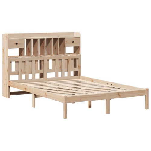 Lit bibliothèque sans matelas 150x200 cm bois massif de pin - Photo n°3; ?>