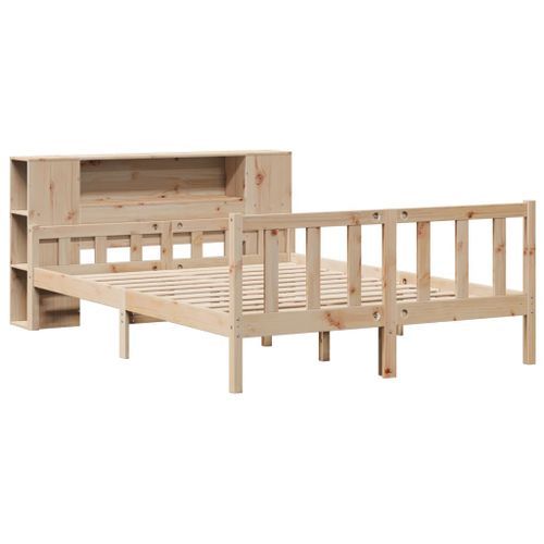 Lit bibliothèque sans matelas 160x200 cm bois massif de pin - Photo n°3; ?>