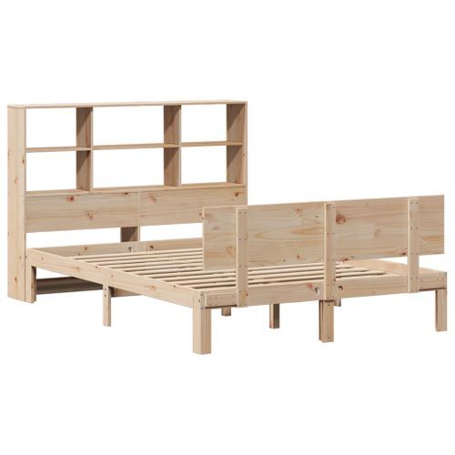 Lit bibliothèque sans matelas 160x200 cm bois massif de pin - Photo n°3; ?>