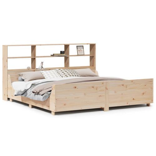 Lit bibliothèque sans matelas 180x200 cm bois massif - Photo n°2; ?>