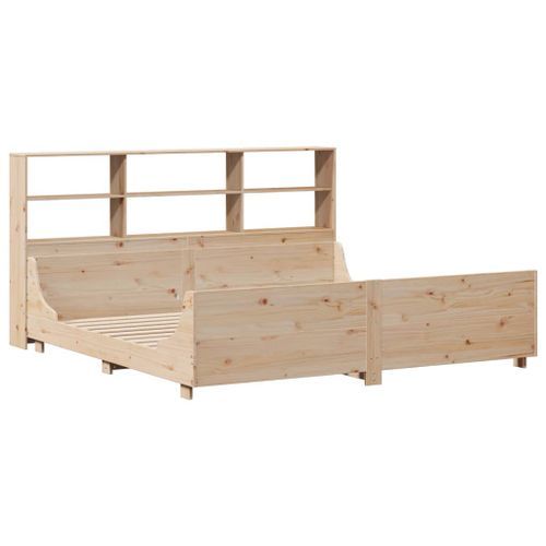 Lit bibliothèque sans matelas 180x200 cm bois massif - Photo n°3; ?>