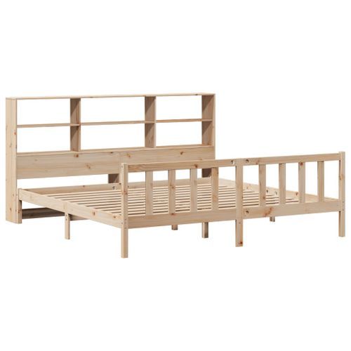 Lit bibliothèque sans matelas 180x200 cm bois massif de pin - Photo n°3; ?>