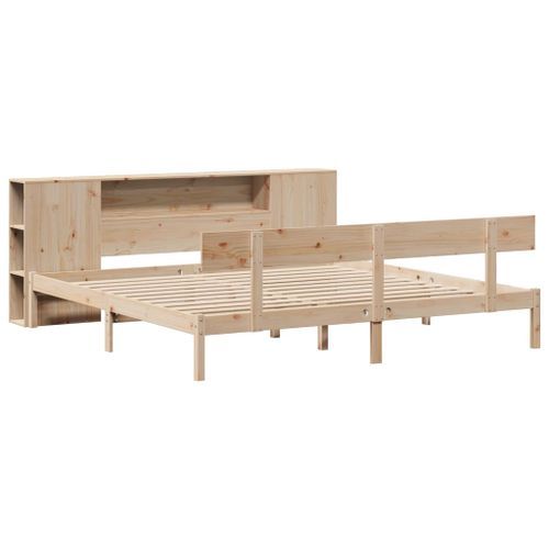 Lit bibliothèque sans matelas 180x200 cm bois massif de pin - Photo n°3; ?>