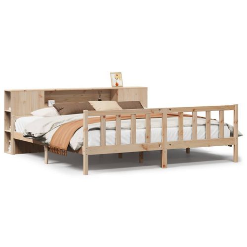 Lit bibliothèque sans matelas 180x200 cm bois massif de pin - Photo n°2; ?>