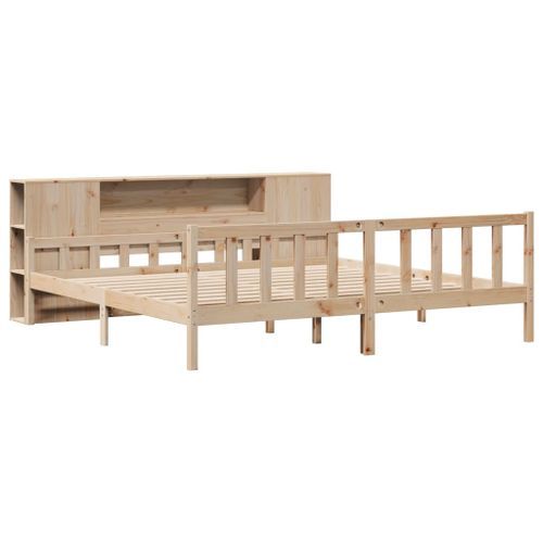 Lit bibliothèque sans matelas 180x200 cm bois massif de pin - Photo n°3; ?>